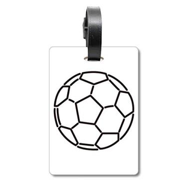 Imagem de Bolsa de viagem esportiva de futebol americano, branca, preta, etiqueta para cartão de bagagem, etiqueta para pendurar