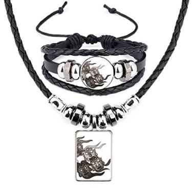 Imagem de Conjunto de joias de pulseira de couro estilo cinco Goblins estilo chinês