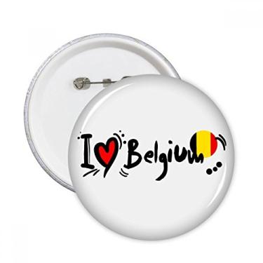 Imagem de I Love Belgium Palavra Bandeira Amor Coração Ilustração Pinos Redondos Emblema Emblema Acessório Decoração 5 peças
