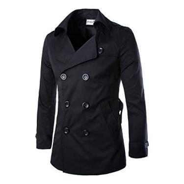 Imagem de WSLCN Jaqueta de Transição Masculina Trench Coat Blusão Curto Clássico Leve Preto G