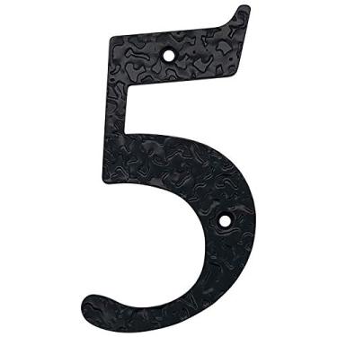 Imagem de Placa de ferro fundido com número de placa flutuante 3D de 12,7 cm em aço carbono preto grande, placa de porta com dígitos de endereço, montagem com parafuso, durável antiferrugem