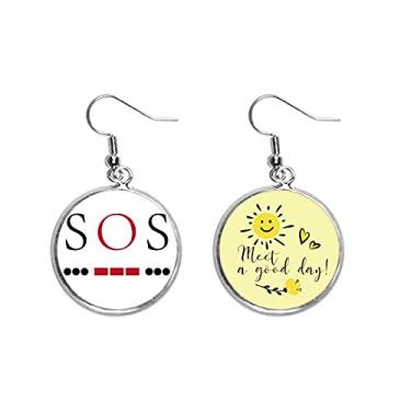 Imagem de Morse Code – Brinco de flor de sol com expressão, linha de ponto de resgate
