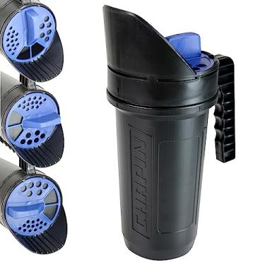 Imagem de Chapin 8740A: Espalhador manual de poliéster preto de 1,8 g para grama, fertilizante, semente de grama, sal e areia, uso durante todo o ano, alça grande com 3 aberturas para grânulos e partículas