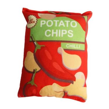 Imagem de WeiLaiKeQi Brinquedos de papel para cães, brinquedos interativos e macios para cães, brinquedos de pelúcia para cachorros com batatas fritas, Vermelho