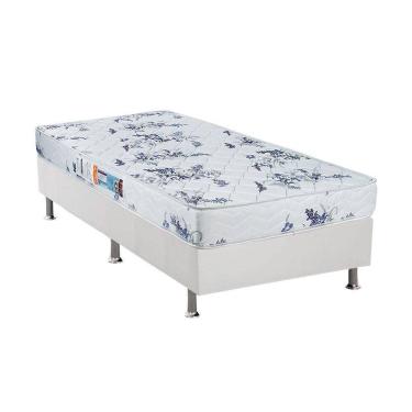 Imagem de  Cama Box Solteiro: Colchão Espuma Luckspuma D28 Celebrity + Base CRC Courano White(88x188)