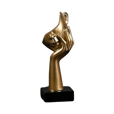 Imagem de lanema Estatueta elegante atraente decoração de casa ótima adição ao seu espaço de vida cores brancas e douradas escultura artística de rosto