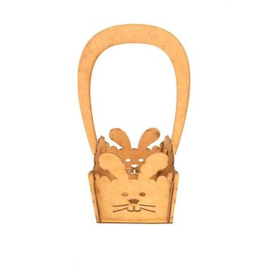 Imagem de Kit com 3 Cestas mdf com alça coelho Páscoa 15Lx15Cx36A cm KITPASC031