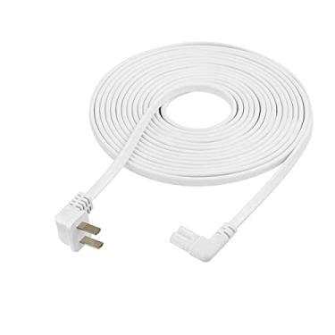 Imagem de Vebner Cabo de alimentação extra longo de 25 pés compatível com Samsung e LG TV LED Smart Screens e muitos outros produtos eletrônicos compatíveis - Cabo de alimentação em formato de L angular reto de 90 graus (50 pés, branco)