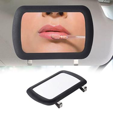 Imagem de BEYPOVK Espelho de viseira de carro, viseira de sol HD para maquiagem, espelho de maquiagem de 17 cm x 10,9 cm, espelho cosmético de clipe de viseira de proteção solar, espelho auxiliar universal para carro bebê (preto)