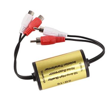 Imagem de Isolador de circuito de terra, KIMISS 15A Supressor de ruído estéreo 12V filtro amplificador de áudio isolador de ruído loop de solo (ABS)