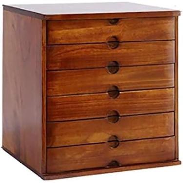 Imagem de Armário de arquivo escritório caixa de armazenamento de mesa prateleira quadro de dados madeira maciça 6 piso caixa de armazenamento pequena cômoda colocar papel a4, 1