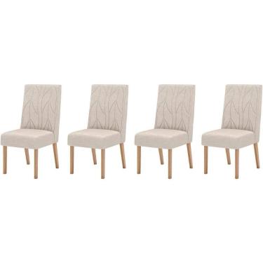 Imagem de Cadeira Sala de Jantar Eloá Kit 4 Un Nature/Veludo Light Linho - Henn
