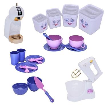 Imagem de Cozinha menina brinquedo infantil xícaras pratos 23 peças