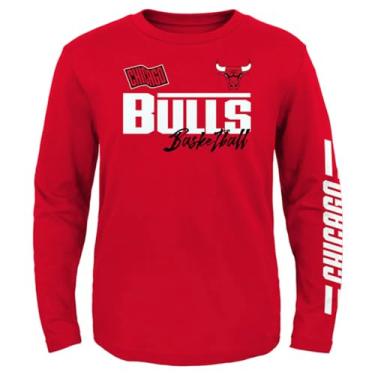 Imagem de Outerstuff Camiseta de manga comprida com logotipo do time de corrida do Chicago Bulls Youth Size, Vermelho, G