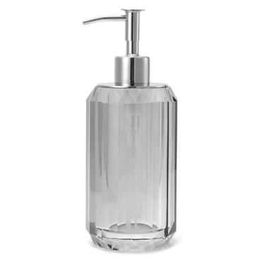 Imagem de dispenser Dispensador de sabão garrafa de loção de cristal bomba de aço inoxidável resistente ao desgaste dispensador de sabão de loção cozinha banheiro recarregável garrafa(Gray)