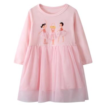 Imagem de Youlebao Vestidos infantis para meninas, manga comprida, casual, algodão clohtes para crianças de 2 a 7 anos, presente de Natal, Xmas003, 7 Anos