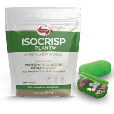Imagem de Kit Isocrisp Plant 240g Vitafor Proteína Isolada de Ervilha Iso Crisp Vitafort Proteina Vegana Sabor Neutro Isocrisp Plant Vitafor 240g Acompanha Porta Cápsulas