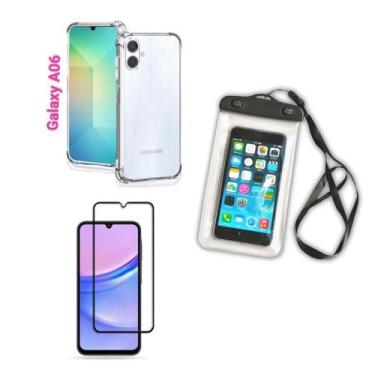 Imagem de Kit Capa a Prova D'água Samsung Galaxy A06 + Película Vidro 3D + Capa
