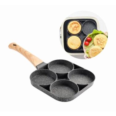 Imagem de 4 Buraco Panela Para Hamburguer Pan Fabricante Punho De Madeira Frigid