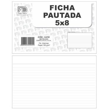 Imagem de Ficha Pautada 5x8 203x127 Com 100 9016 - Fd Grafica