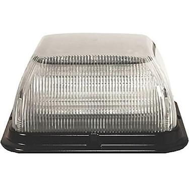 Imagem de Farol de LED: perfil médio quadrado de duas cores 12-24VDC 24 padrões de flash lente clara âmbar/azul