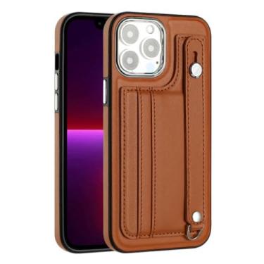 Imagem de Capa Capinha Protetora com Multifunções de Carteira Anel de Segurança Stand em Couro Sintético Para o iPhone 15 Pro Max - Tela 6.7 Cor: Marrom