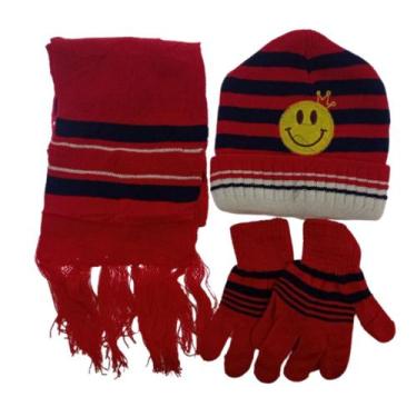 Imagem de Kit Infantil Touca e Cachecol e Luva Inverno Vermelho - Elite, KIT 3 P