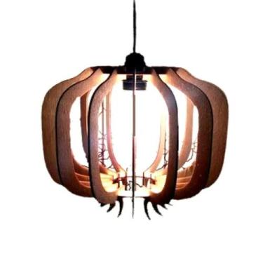 Imagem de Luminária Teto tipo Pendente SAFIRA MDF - Completa - CORALISA, MDF CRU