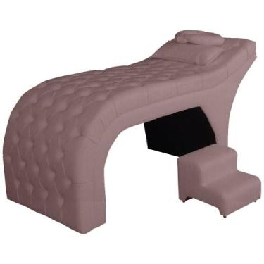 Imagem de Maca Veludo Rose Com Escada Para Extensão De Cílios - Sv Decor, Rose