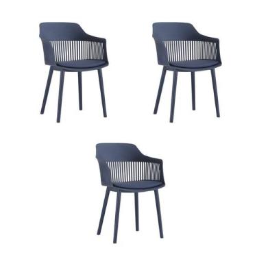 Imagem de Kit 3 Cadeiras Jantar Marcela Azul Marinho PP - Rivatti