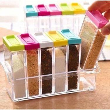 Imagem de Kit 6 Porta Temperos Organizador De Condimentos Acrílico - oem