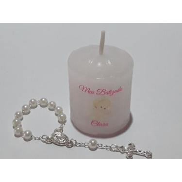 Imagem de 10 Velas  Lembrancinha De Batizado MENINA-( Kit) - VELA Batizado 