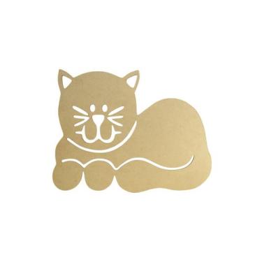 Imagem de Pacote Com 30 Aplique Gato Enfeite Decoração PP 7x5 Laser Mdf Madeira 