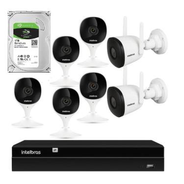 Imagem de Kit 7 Câmeras Wifi Interna E Externa C/ Nvd 8 Canais Hd 1tb - Intelbra