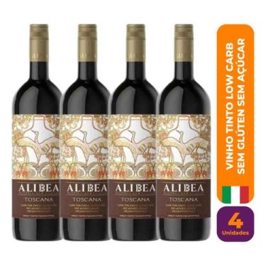 Imagem de Kit c/ 4 Vinho Tinto Vegano Toscana Low Carb Sem Açúcar Sem Glúten 750