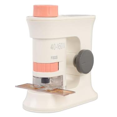 Imagem de Microscópio para Crianças, Microscópio Portátil de Indução Magnética 40-160X Com Luz, Microscópio Infantil Microscópio de Bolso, Mini Microscópio para Crianças Estudantes Adultos