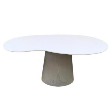 Imagem de Mesa De Jantar Cone Orgânica Bean 140x90cm Base Cimento Queimado Tampo