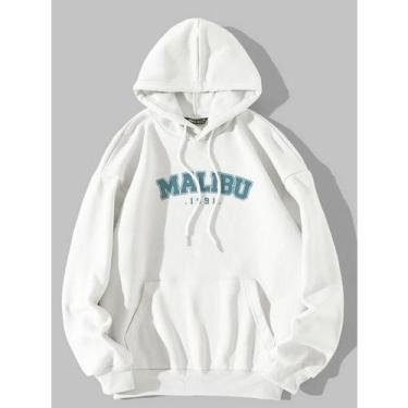 Imagem de Moletom Unissex Malibu Manga Comprida Para O Inverno - NoBrand, Branco