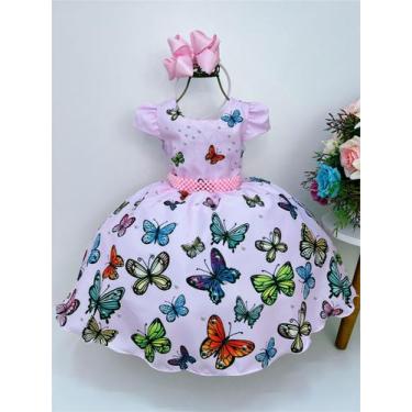 Imagem de Vestido infantil jardim das borboletas rosa luxo cinto - Piu Bella, 04