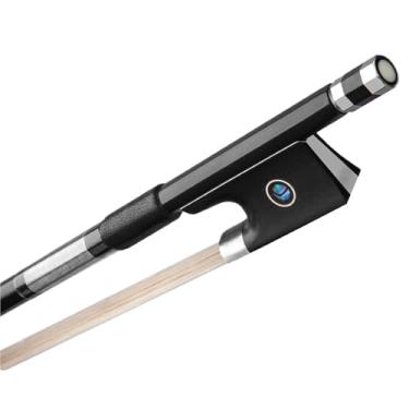 Imagem de ARCO DE VIOLINO de fibra de carbono preto tamanho 4/4-1/16 ébano sapo níquel Arco violino prático(1-4 Size)