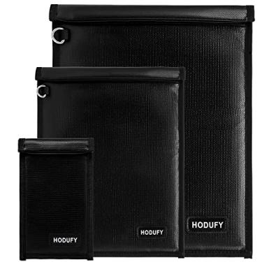 Imagem de Faraday Bolsa para laptops, tablets e chaves de carro – Pacote com 3 compartimentos Faraday, protetor de chaveiro Faraday, à prova de fogo e à prova d'água, bloqueador de sinal de chave de carro (preto)