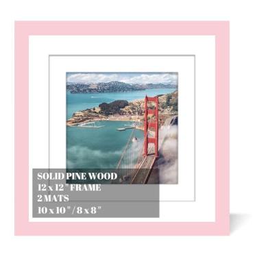 Imagem de Molduras de madeira de 30,5 x 30,5 cm para pendurar na parede ou mesa, moldura de pintura de diamante, molduras digitalizadas para bebês com 2 tapetes 20 x 20 cm ou 25 x 25 cm para decoração de parede