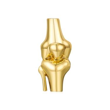 Imagem de MEDFOLY Broche de esqueleto de rótula, broche de ossos de perna ortopedia médica, crachá de medicina de lapela para médico ortopedista enfermeira, 3.0cm, Metal, Sem Pedra Preciosa