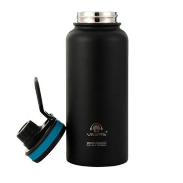 Imagem de Garrafa Térmica Sport Vibets Hydro USA com Parede Dupla Isolada a Vácuo, 946 ml (Preta/Azul)