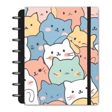Imagem de Caderno Modular Inteligente Médio A5 Cute Cats Capa Dura 90g 6 Divisórias Smart 160 páginas Infinito Achala