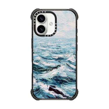 Imagem de CASETiFY Capa Ultra Impact para iPhone 16 [Forte Fina/3,5 m 5X Proteção contra quedas de grau Militray/Compatível com Magsafe] - Mar Azul Profundo - Preto Transparente
