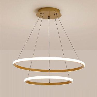 Imagem de Lustre Pendente Luminária Moderno 2 Aros Anéis Arcos Led 3 Em 1 48w - 