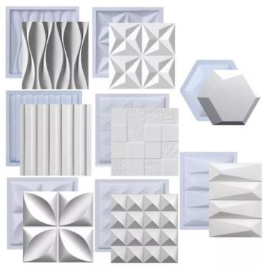 Imagem de Kit 8 Formas Molde De Gesso 3D E Cimento Pra Placas Parede