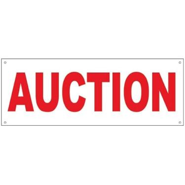 Imagem de 4LessCo 18 x 48 polegadas LEILÃO Vinil Banner VENDA Placa com ilhós wb