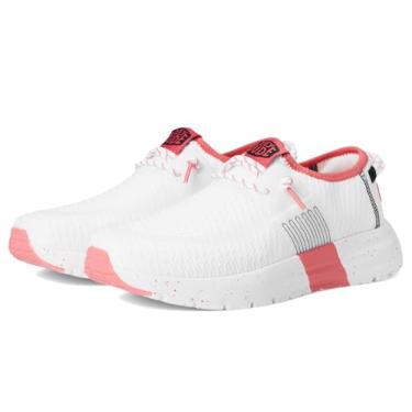Imagem de Hey Dude Sirocco | Sapatos femininos | Mocassins femininos com cadarço | Confortável e leve, Branco/Rosa, 35